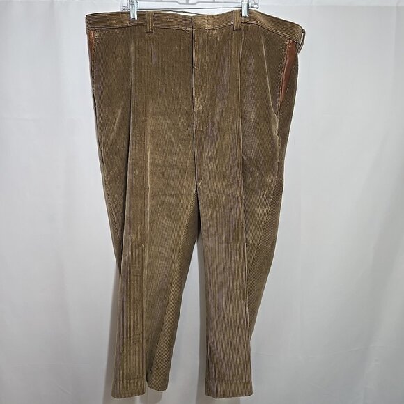 VTG Orvis Brisbane Moss Corduroy Pants Mens Size 46 (47/27) Leather Pockets - Picture 1 of 11